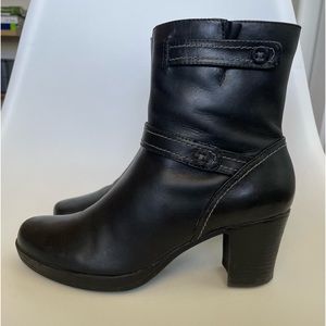 Clarks black supple leather ankle boots